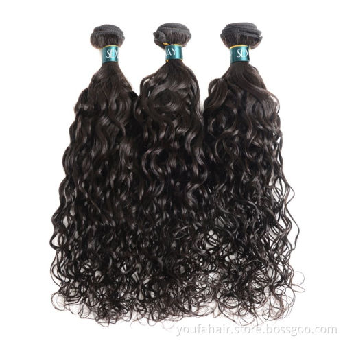 Factory Price 10A Water Wave Hair Weft Natural Black Virgin Filipino Hair With Closures For Black Women Human Bundles